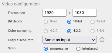 Figure 75: 2110 VIDEO CONFIGURATION