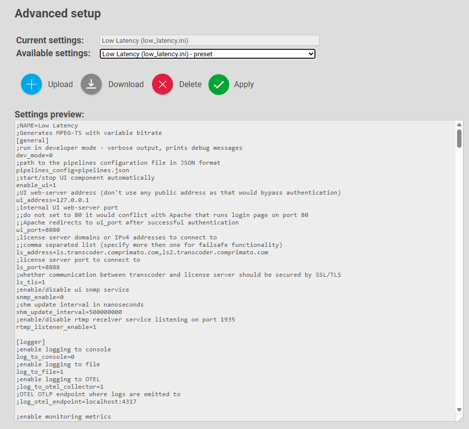 Figure 11: ADVANCED SETTINGS MANAGEMENT