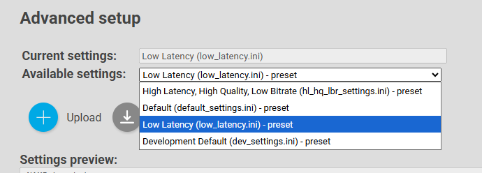 Figure 10: AVAILABLE SETTINGS