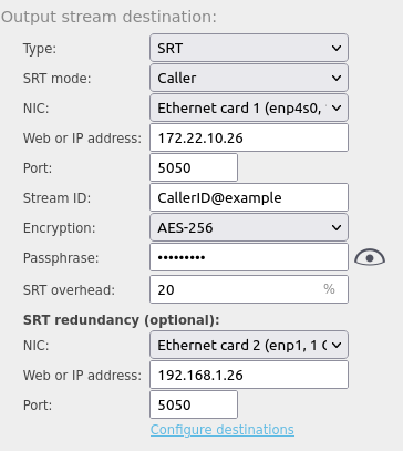 Figure 52: CONFIGURING SRT OUTPUT