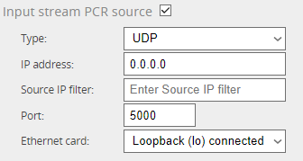 Figure 27: INPUT STREAM PCR SOURCE