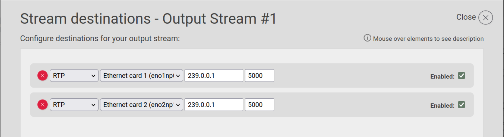 Figure 38: OUTPUT SMPTE 2022-7 CONFIGURATION